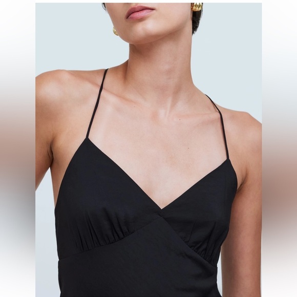 Madewell The Layton Midi Slip Dress Size 12 NWT in black - Picture 3 of 16